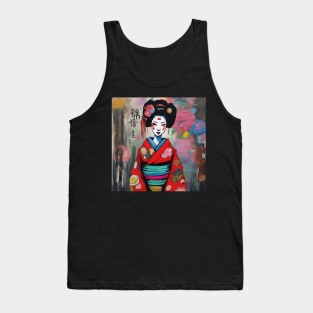 Japanese geisha with flowers Tank Top